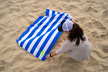Load image into Gallery viewer, Blue striped cabana beach towel
